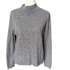 Hasting & Smith Mock Neck Sweater Black Gray White Size Large